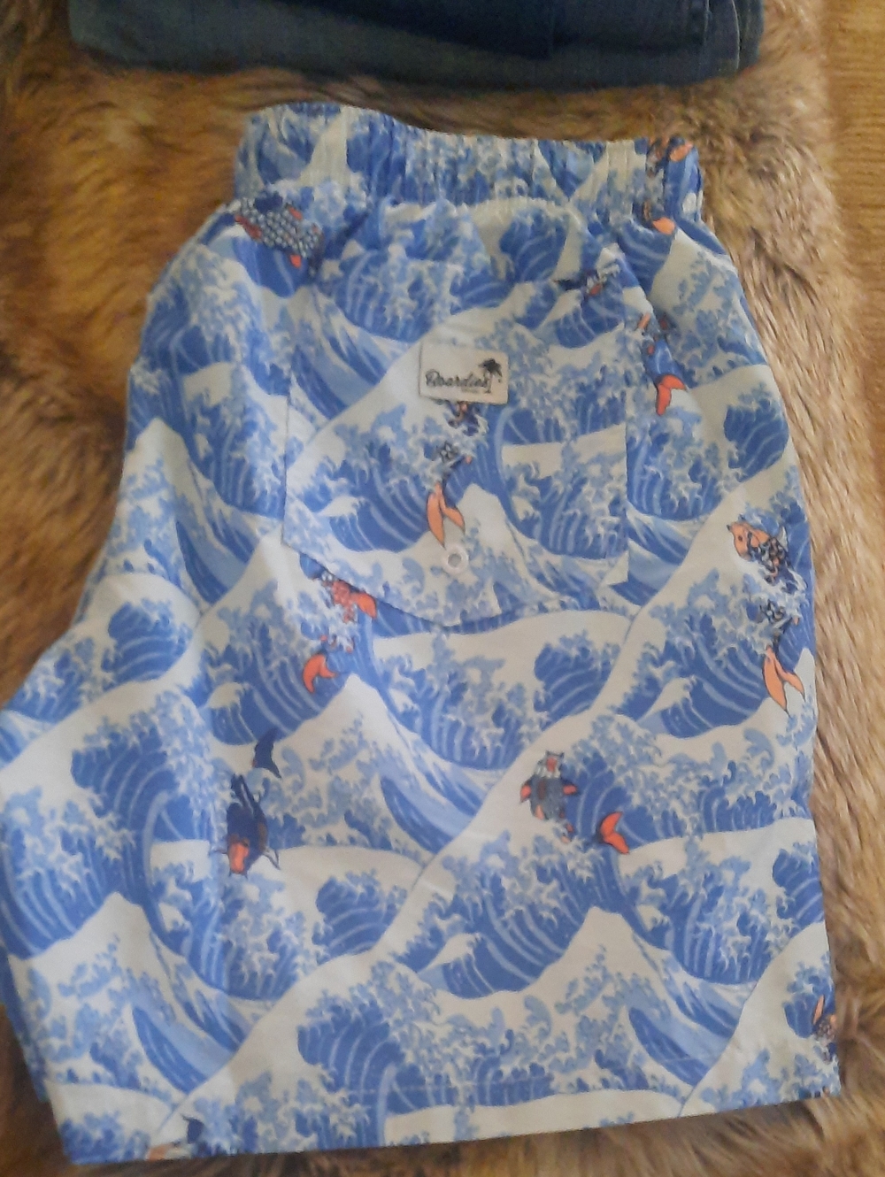 Boardshorts Co. Blue Wave Print Men's Swim Trunks